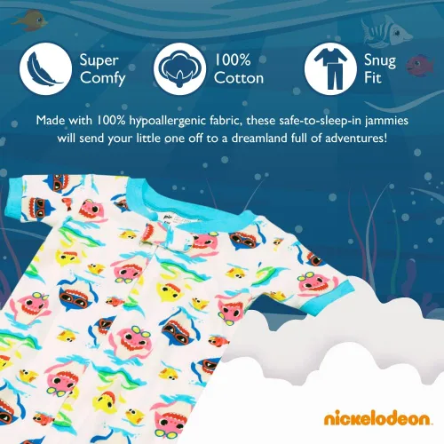 Vista 3 de Nickelodeon Pijama de algodón sin pies para niño Baby Shark