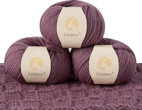 Vista 23 de 100% lana de merino para tejer, 3 capas de lana lujosa y suave para tejer a mano y ganchillo (ámbar, 1 bola)