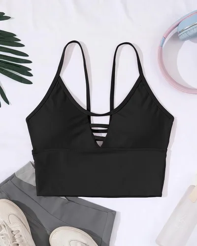 Vista 6 de AngiMelo Longline - Brasier deportivo para mujer, camisola para entrenamiento, yoga, camiseta corta con tirantes acolchados, camisetas sin mangas