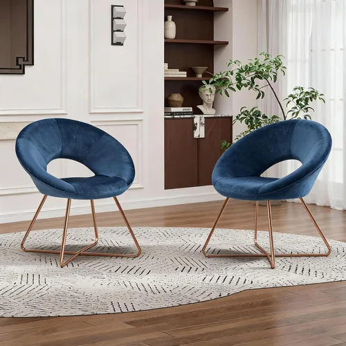 Vista 12 de DUHOME Juego de 2 sillas decorativas de terciopelo, sillas tapizadas, taburete de maquillaje, oficina, recepción, sillas de ocio, con patas doradas