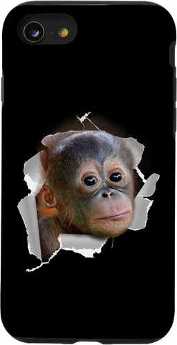 Vista 18 de Funda para disfraz con cara de Utan para iPhone 16 con diseño divertido de mono Orang Utan