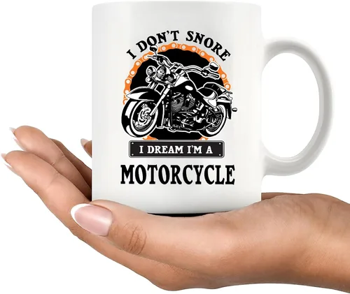 Vista 8 de Panvola Taza de café de cerámica con texto en inglés "I Don't Snore I Dream I'm A Motorcycle Gifts For Biker Rider Motor Bike Lover For Dad Uncle
