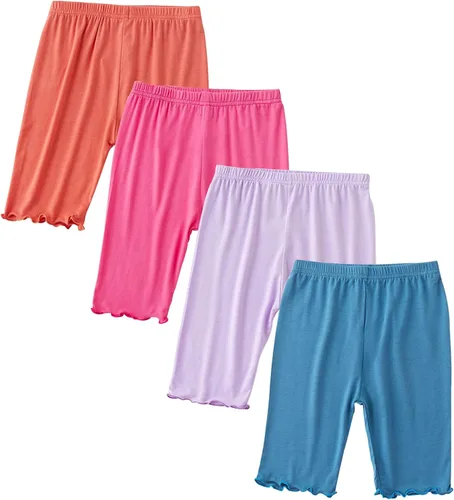 Vista 2 de Pantalones cortos de ciclismo de baile para niñas, paquete de 4 pantalones cortos de seguridad activa para parque infantil, gimnasio, deportes