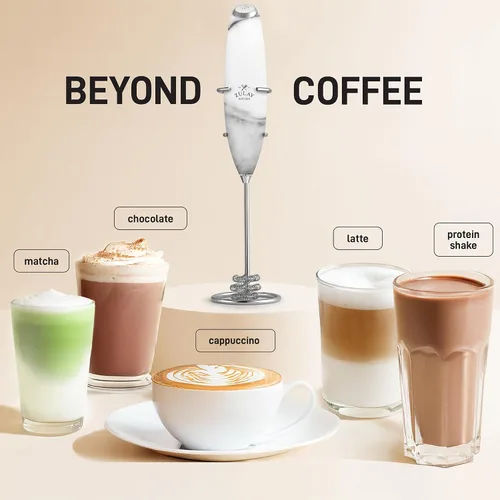 Vista 637 de Zulay Milk Boss Espumador de leche potente manual, hace espuma para latte, batidor para mezclar bebidas, café, miniespumador para capuchino, frappé