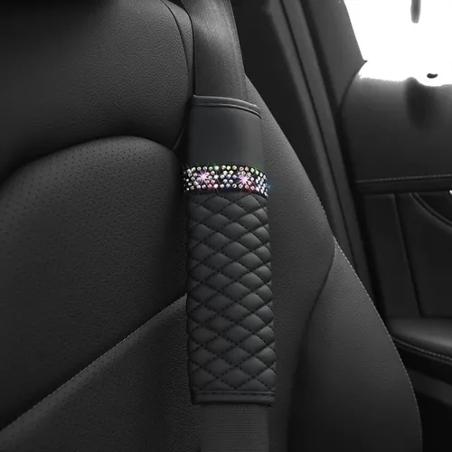 Vista 6 de zipelo 2 fundas para cinturón de seguridad de automóvil, almohadillas de cuero transpirable que protegen tu cuello, correas de arnés para una
