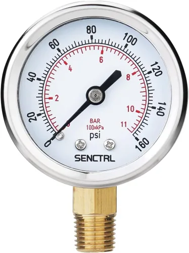 Vista 10 de SENCTRL - Medidor de presión de vacío de 30inHg, esfera de 2", NPT de 1/8, montaje inferior, estuche de acero inoxidable, resistente al agua