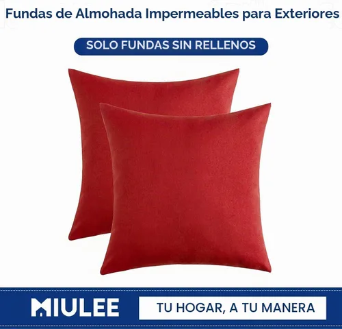 Vista 6 de MIULEE - Paquete de 2 fundas de almohada decorativas para exteriores, impermeables, sólidas, de lino, para jardín, granja, para Navidad, para patio