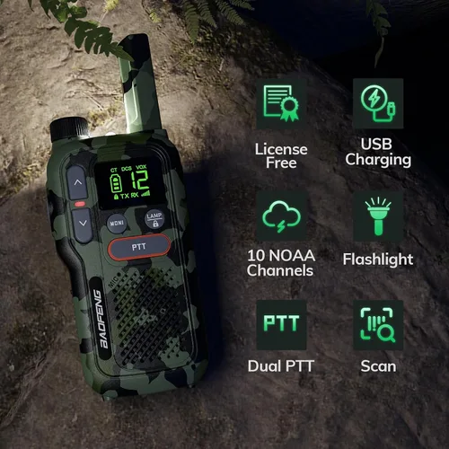 Vista 2 de BAOFENG GT-18 Walkie Talkies para niños y adultos, radio bidireccional FRS recargable de largo alcance sin licencia, batería de 1500mAh, 22 canales