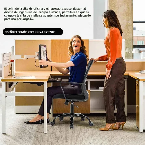 Vista 6 de BestOffice Silla giratoria para computadora, soporte lumbar ejecutivo, silla de malla, taburete ajustable para mujeres y hombres (negro)