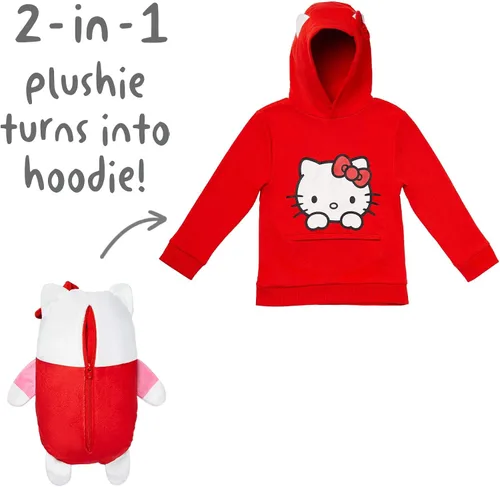 Vista 2 de Cubcoats Hello Kitty 2 en 1 Transforming Pullover Sudadera con capucha y suave Plushie