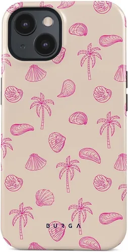 Vista 51 de BURGA-Funda p/teléfono compatible c/iPhone 14 Plus, carcasa rígida híbrida de 2 capas + Funda protectora de silicona, almendras latte a lunares