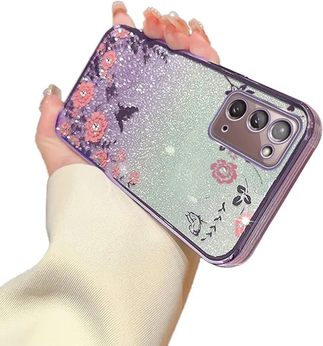 Vista 31 de Funda para Samsung Galaxy S8, Samsung S8 para mujer, cambio gradual con purpurina, cristal suave, TPU mariposa, floral, corazón, transparente, funda