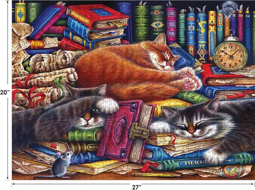 Vista 4 de RoseArt - Puzzle Collector - The Old Book Shops Cats - Rompecabezas de 1000 piezas para adultos