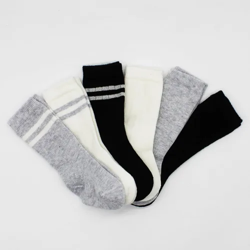 Vista 3 de Bistyle Calcetines altos hasta la rodilla para bebé, 3-6 pares, calcetines de algodón multicolor para recién nacidos, antialérgicos