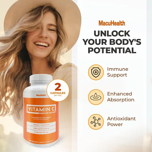 Vista 2 de MacuHealth Vitamina C liposomal de 1000 mg por porción, vitamina de alta biodisponibilidad con antioxidantes solubles en grasa y absorción mejorada