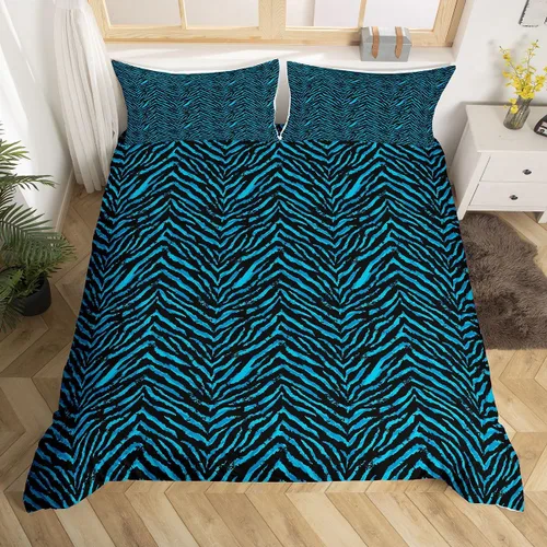 Vista 13 de Juego de funda de edredón con estampado de leopardo abstracto, tamaño individual, juegos de ropa de cama de piel de guepardo negro y gris