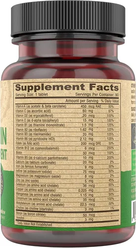 Vista 4 de DEVA Multivitamínico vegano para mujeres y hombres con hierro, vitamina C, E, vitaminas del complejo B, zinc, 90 tabletas pequeñas