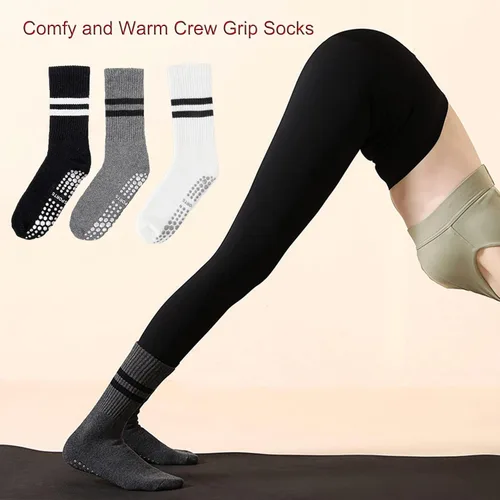 Vista 5 de JCZANXI Calcetines de yoga con empuñaduras para mujer, calcetines antideslizantes para yoga, pilates, barras, baile, calcetines acolchados ideales