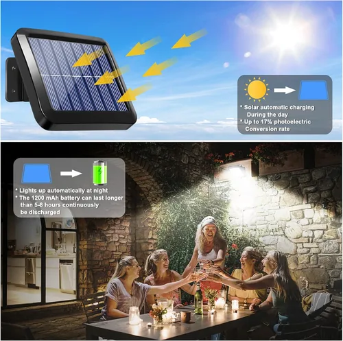 Vista 2 de Luces solares para pared exterior con sensor de movimiento, 56 LED ultra brillantes IP65 impermeables Luz solar separable para porche, cable de 16.4