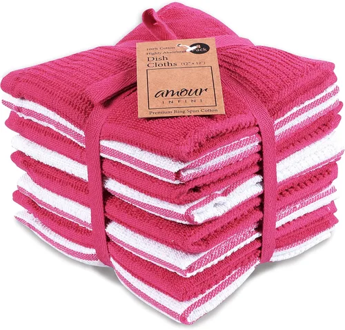 Vista 14 de AMOUR INFINI Juego de 8 paños de cocina para lavar platos, altamente absorbentes, súper suaves, trapos reutilizables de secado rápido para limpiar