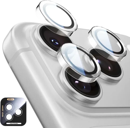 Vista 10 de MAGIC JOHN Protector de lente de cámara para iPhone 17 [kit de alineación y ajuste invisible 1:1] Vidrio templado aeroespacial 9H, Ultra HD, anillo