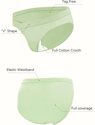 Vista 2 de Molasus Cotton Crossover Maternity Underwear Under Bump Pregnancy Bikinis Panties