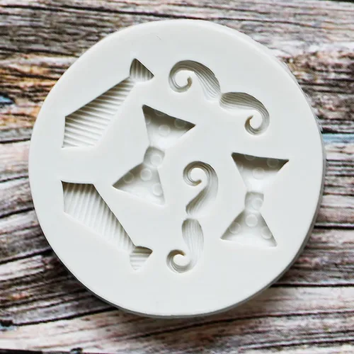 Vista 8 de Luckycivia - Juego de 4 pajaritas para barba, molde de fondant de chocolate con caramelo, molde de silicona para pastel (gris)