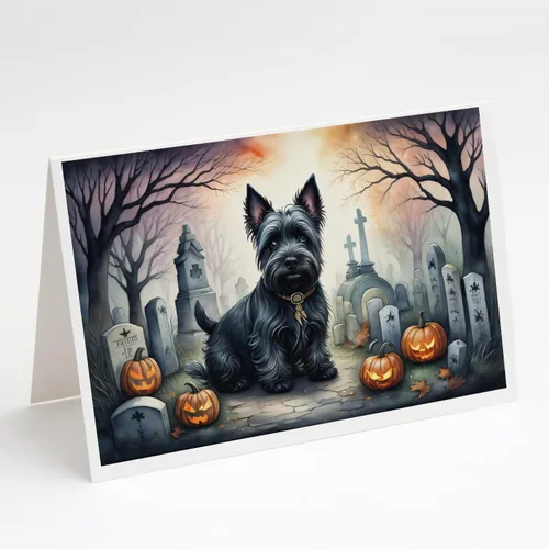 Vista 12 de Caroline's Treasures DAC2042GCA7P Golden Retriever - Tarjetas de felicitación y sobres de Halloween espeluznantes, paquete de 8 tarjetas en blanco