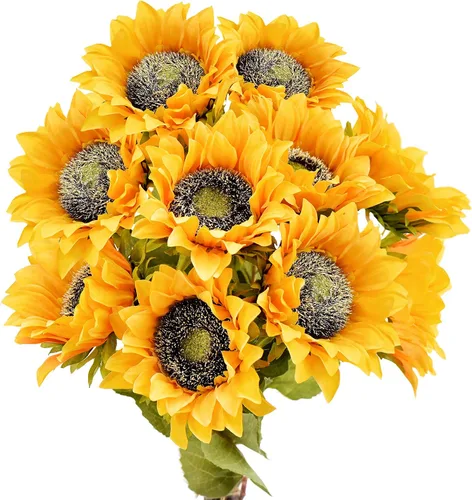 Vista 16 de FiveSeasonStuff Real Touch Gerbera Daisy - Arreglo de flores artificiales y ramo de boda (7 tallos florales, rojo baya)