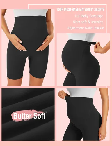 Vista 5 de BONVIGOR Pantalones cortos de maternidad sobre el vientre, para entrenamiento, yoga, atlético, embarazo, pantalones cortos de descanso