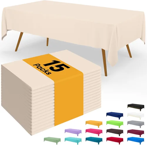 Vista 47 de Smiry - Juego de 6 manteles desechables, 54 x 78 pulgadas, manteles impermeables rectangulares para fiestas, cubierta de mesa de plástico