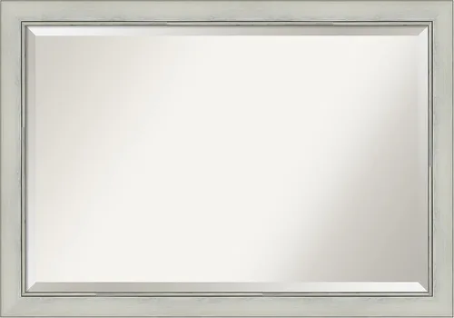 Vista 18 de Amanti Art - Espejo de baño plateado para sobre lavabo, espejo rectangular de níquel cepillado de 33x43, marco moderno extragrande, se cuelga