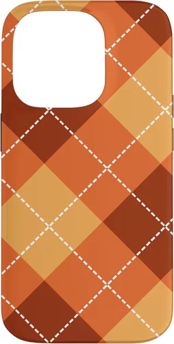Vista 16 de Funda para iPhone 13 Pro, naranja, amarillo y marrón, a cuadros, otoño, calabazas