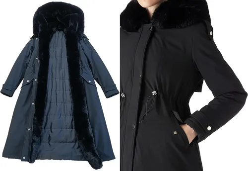 Vista 4 de RISISSIDA Puffer Jacket Women Winter Fur Lined Coat with Long Fur Collar Hooded Cold-resistant, Warm Bubble Overcoat