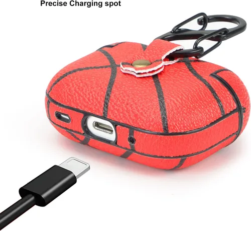 Vista 3 de Funda para Airpods Pro de 2ª generación, accesorios para la piel, funda de cuero con patrón deportivo para Airpods Pro 2022, baloncesto