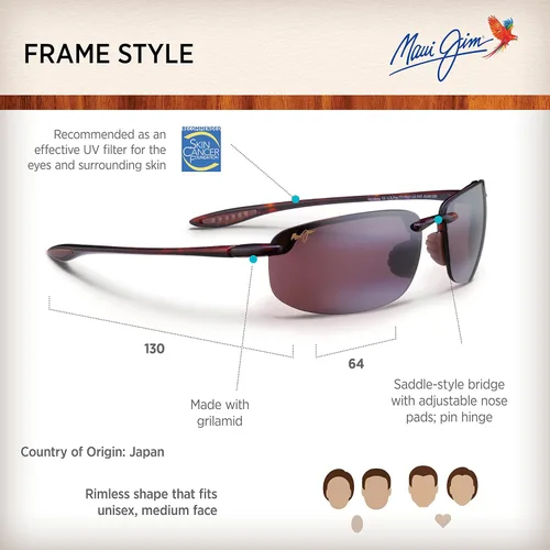 Vista 6 de Maui Jim Hookipa - Gafas de sol rectangulares de ajuste asiático