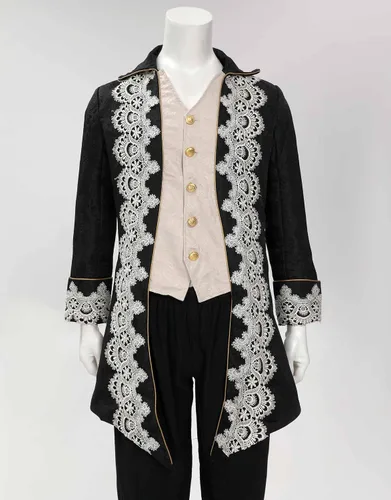Vista 3 de Abrigo steampunk medieval para hombre, chaqueta bordada victoriana, abrigo renacentista, disfraz de Halloween