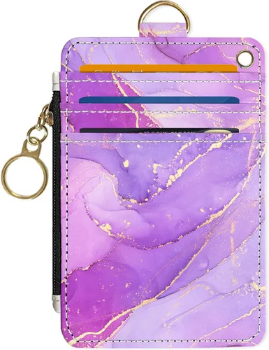 Vista 11 de Portafolios delgados con soporte para tarjeta de crédito, funda delgada de cuero PU con bloqueo RFID para viajes con ventana para ID, regalos