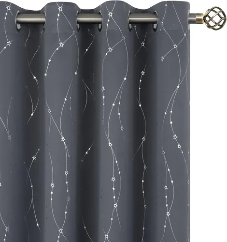 Vista 57 de BGment Cortinas opacas para dormitorio infantil, con aislamiento térmico, con ojales, estampado de estrellas plateadas, cortinas para oscurecer