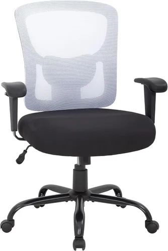 Vista 9 de Silla de oficina grande y alta, silla de escritorio de 400 libras, silla de computadora de malla con soporte lumbar, asiento ancho, brazos
