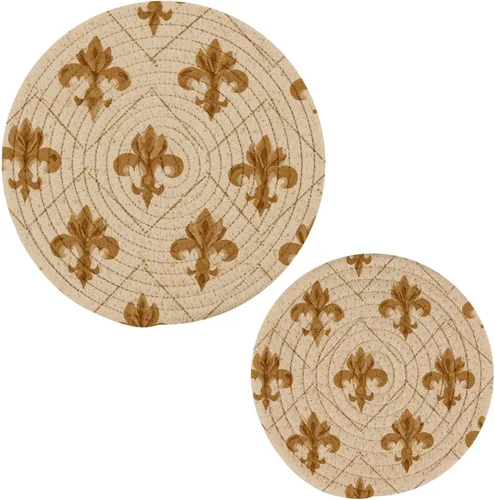 Vista 23 de Naanle Juego de salvamanteles de algodón moderno con diseño de estrellas y bandera de Estados Unidos para el 4 de julio, 2 posavasos redondos