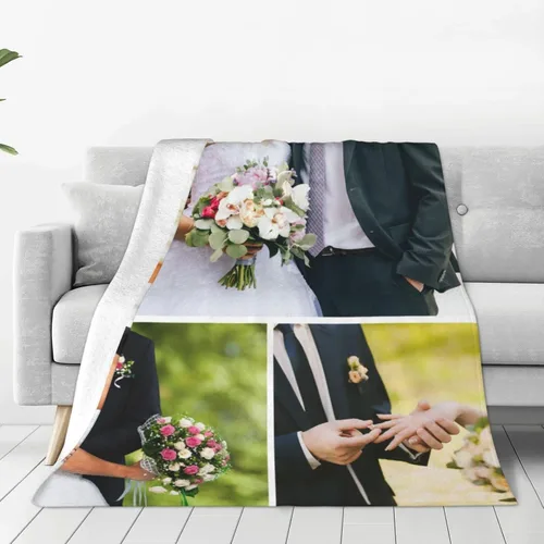 Vista 11 de Manta personalizada con texto, fotos, manta personalizada para cumpleaños de adultos y niños, boda, Navidad, Halloween, Día del Padre, Día