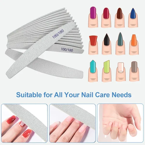 Vista 8 de Limas de uñas (paquete de 12), lima de uñas de madera de grano 100/180, lima de uñas de doble cara de madera Emory para uñas naturales, profesional
