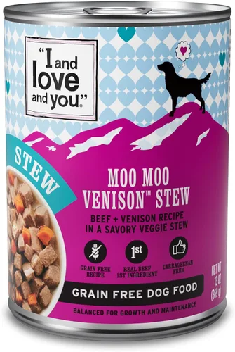 Vista 12 de I AND LOVE AND YOU Comida húmeda para perros, estofado de Booyah de ternera, receta de carne, sin granos, sin relleno, lata de 13 onzas, paquete