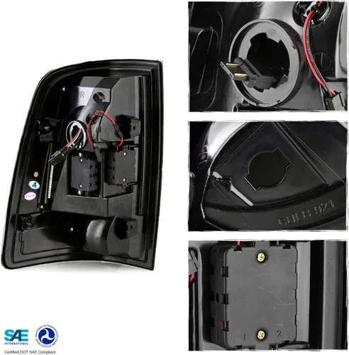 Vista 8 de AKKON - Compatible con Ram 1500 2500 3500 Pickup Lumiled LED tipo C [barra de tubo C] par de repuesto de luces traseras negras izquierda + derecha