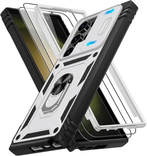 Vista 282 de Gritup Funda para Google Pixel 6 con cubierta deslizante para cámara y protector de pantalla (2 unidades), soporte de anillo giratorio 360°, funda