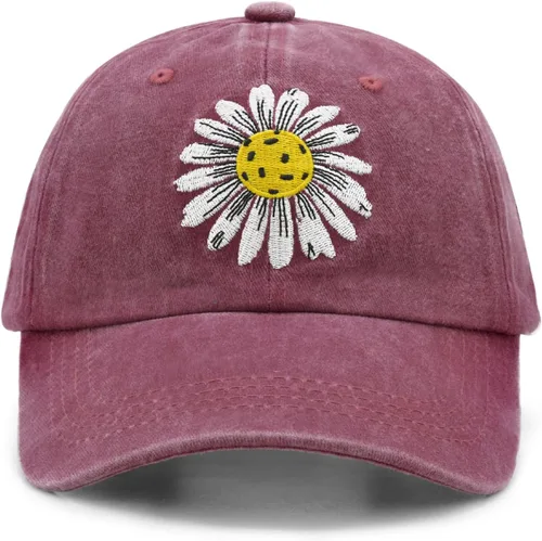 Vista 9 de Waldeal Sombrero de pickleball para mujer, gorra de béisbol bordada con margaritas Beige