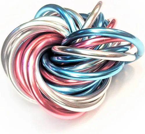 Vista 36 de Bola Fidget Möbii (MultiColor): Herramienta de juguete silenciosa para aliviar el estrés, ansiedad y estimular el ADHD para el hogar, viajes Cromo