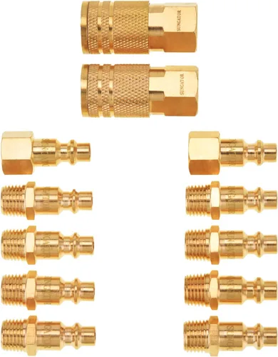 Vista 8 de 8 piezas de accesorios de manguera de aire NPT de 1/4 pulgadas, accesorios de conexión rápida de línea de aire de latón macizo de 1/4 pulgadas, kit
