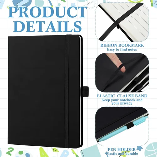 Vista 3 de Laumoi 7 Pack Hardcover Journal Notebooks Bulk A5/A4/B5 Journaling Notebook Wide Ruled PU Leather Ruled Lined Journals with Pen Holder for School
